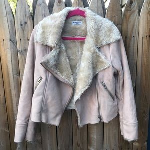 GLAMOROUS faux suede faux fur Moto jacket small 🐝